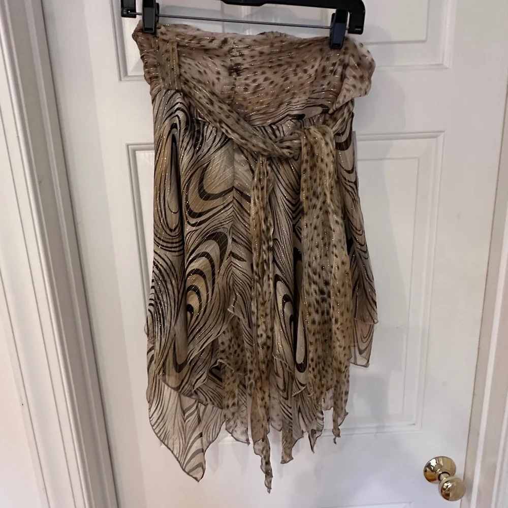 Elegant Brown and gold glittery Patterned Women's Skirt - Picture 3 of 5